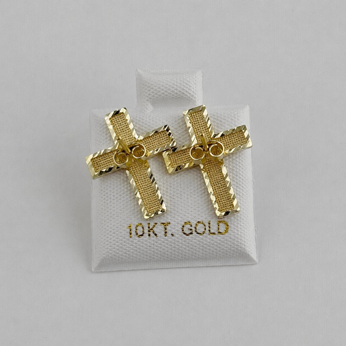 10K Yellow Gold Cross Earrings - front view