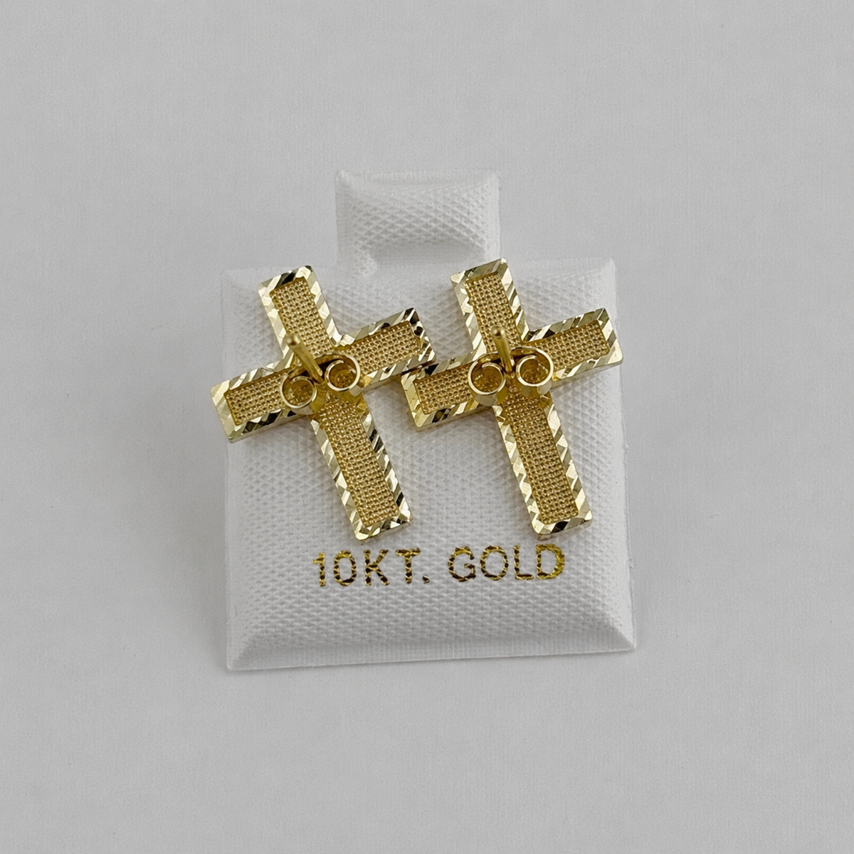 10K Yellow Gold Cross Earrings - front view