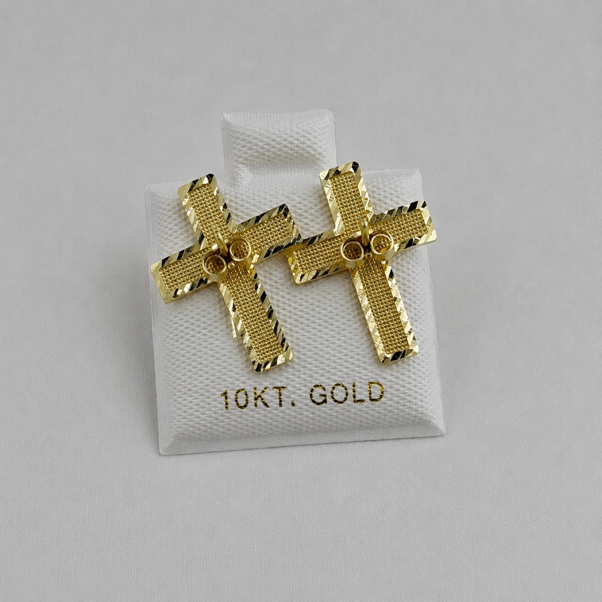 10K Yellow Gold Cross Earrings - side view