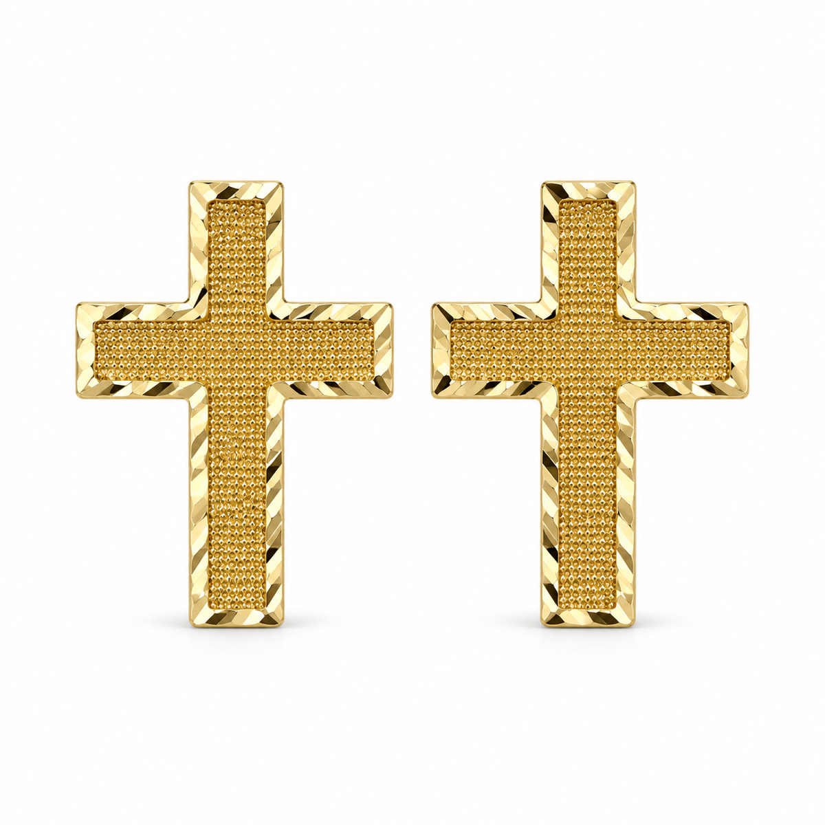 10K Yellow Gold Cross Earrings - side view