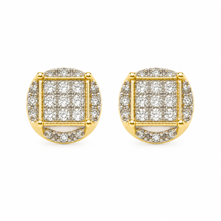 10K Gold Diamond Disc Earrings (Screwback Earrings) — 10K real gold jewelry from STF Diamonds, Los Angeles