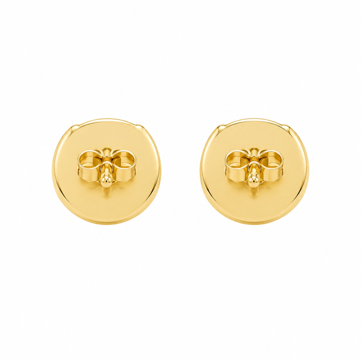 10K Yellow Gold Diamond Disc Earrings (Screwback Earrings) - back view