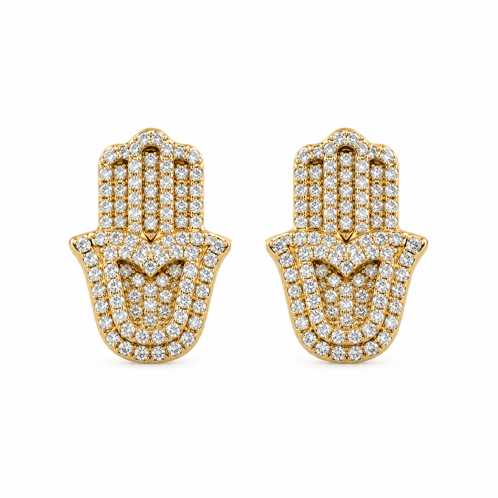 10K Gold Diamond Hamza Earring Studs — 10K real gold jewelry from STF Diamonds, Los Angeles