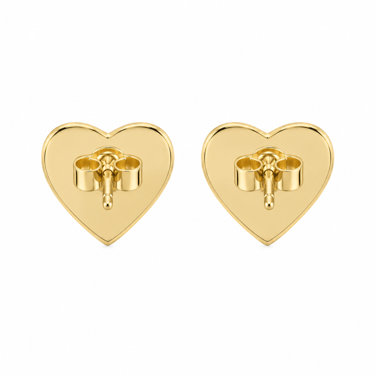 10K Yellow Gold Diamond Heart Earrings - back view