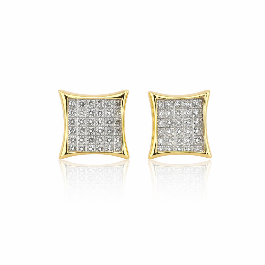 10K Yellow Gold Diamond Kite Earrings - front view