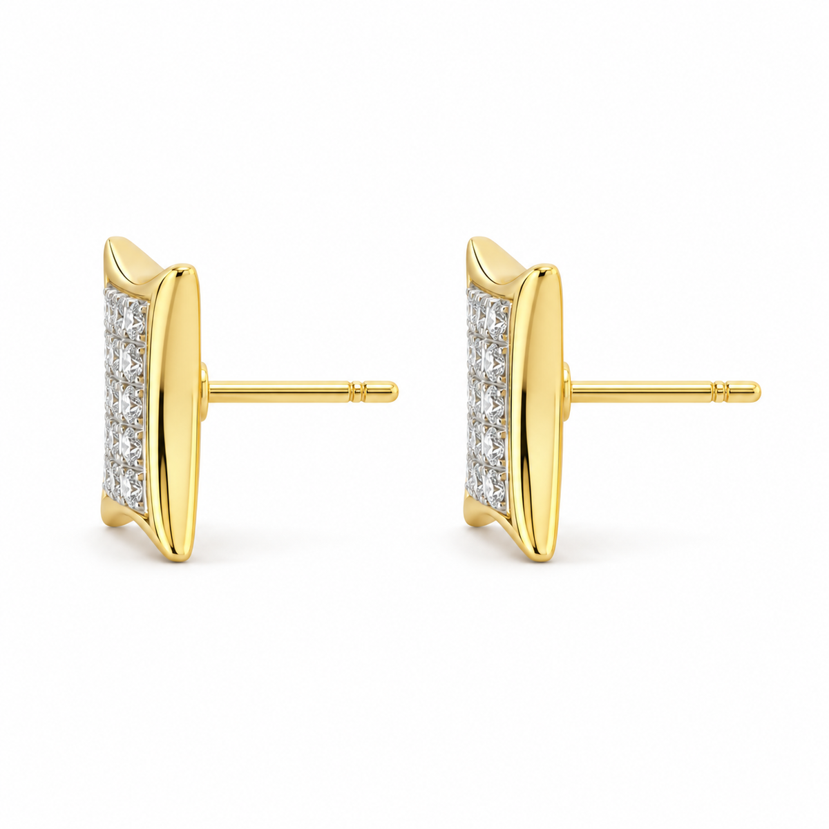 10K Yellow Gold Diamond Kite Earrings - side view