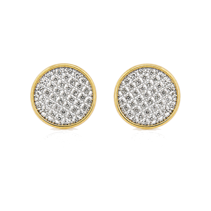 10K Gold Diamond Round Flat Earrings (Screwback) — 10K real gold jewelry from STF Diamonds, Los Angeles