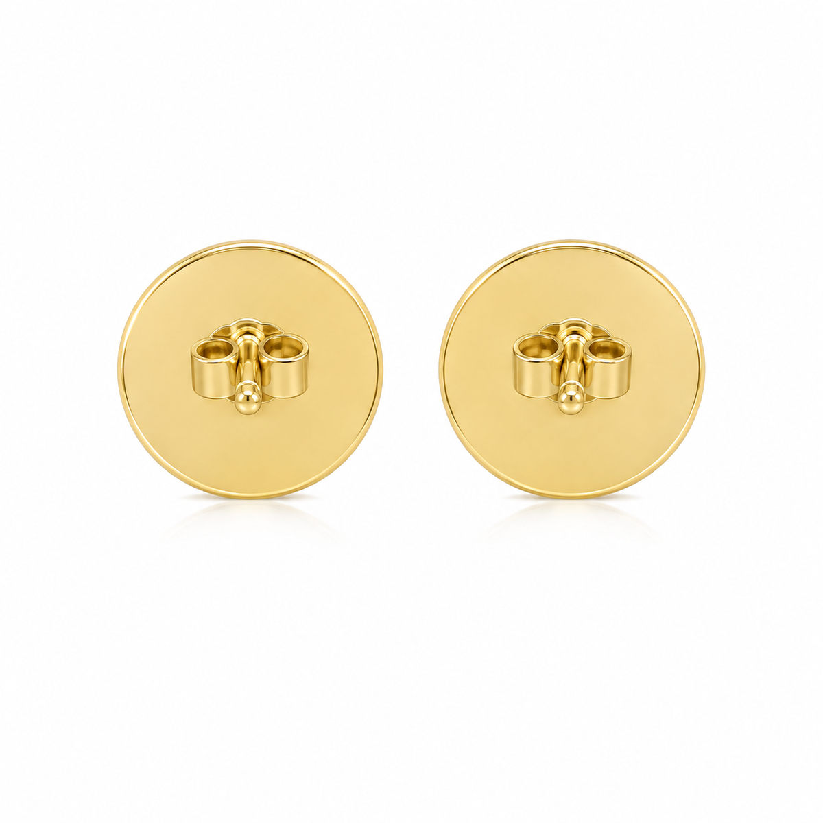 10K Yellow Gold Diamond Round Flat Earrings (Screwback) - back view