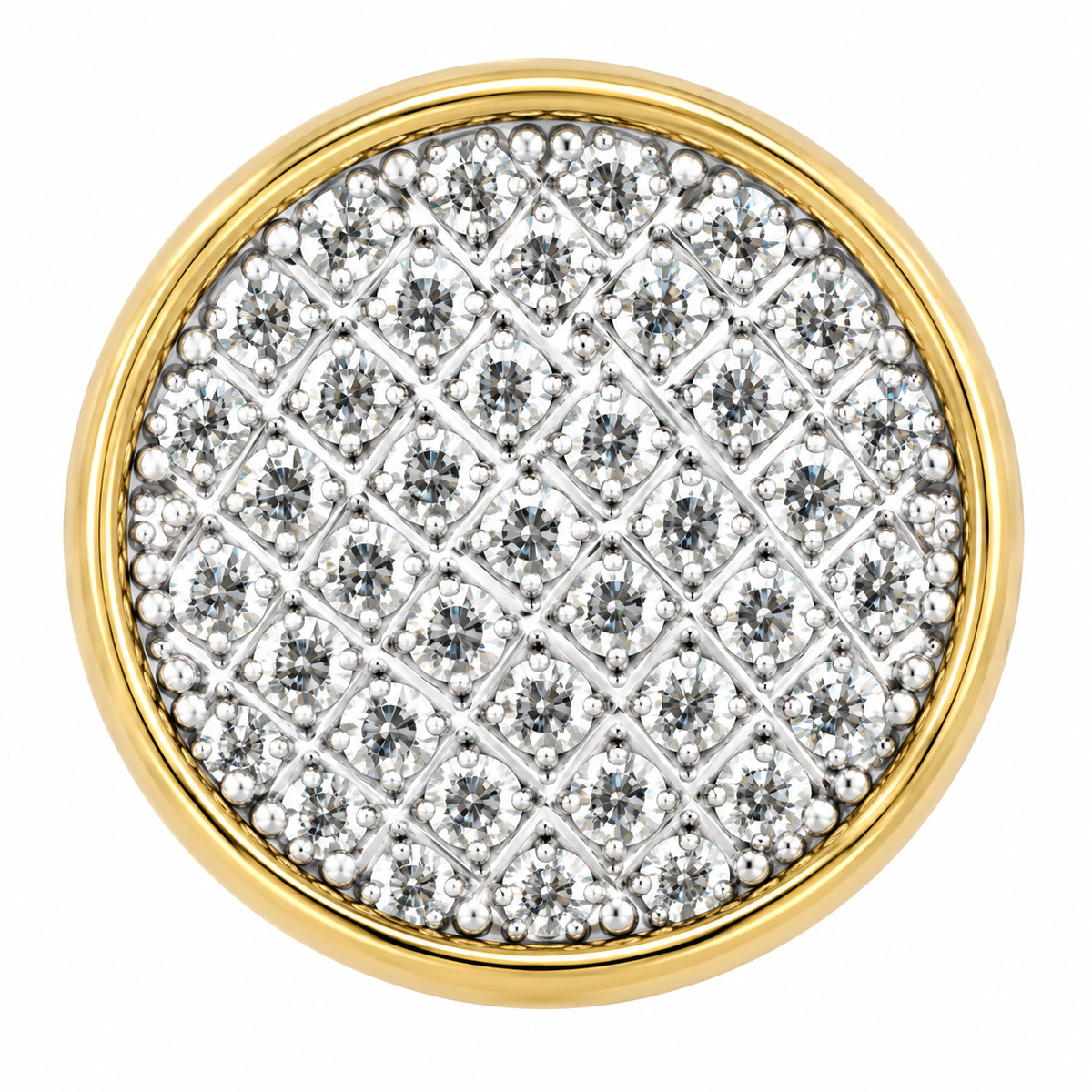 10K Yellow Gold Diamond Round Flat Earrings (Screwback) - macro detail