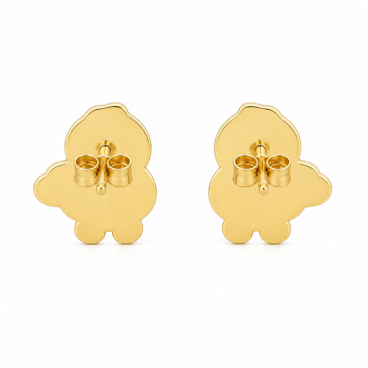 10K Yellow Gold Duck Earrings (Screwback) - back view
