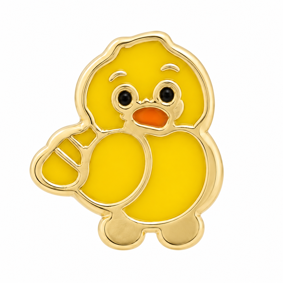 10K Yellow Gold Duck Earrings (Screwback) - macro detail