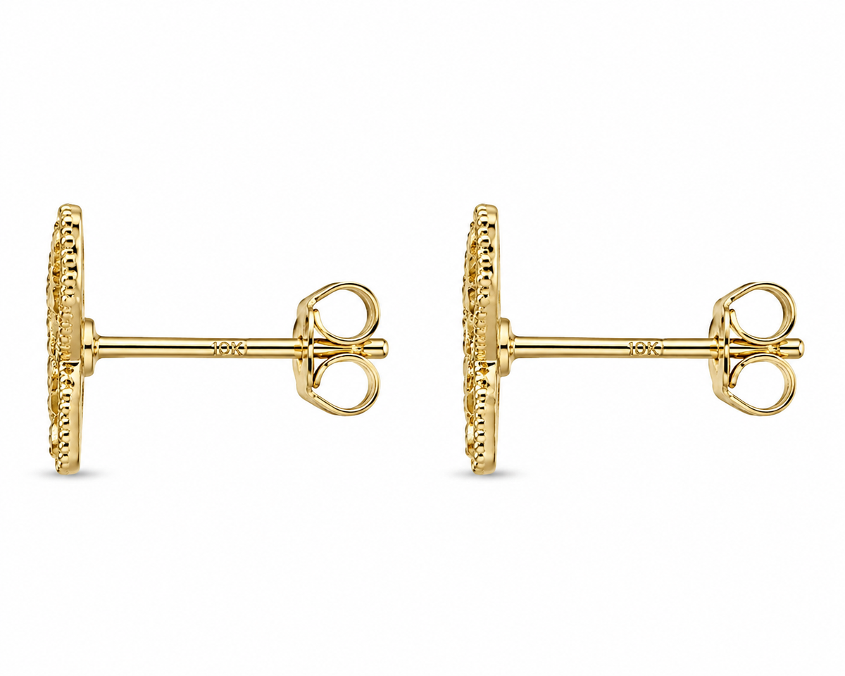 10K Yellow Gold Flat Butterfly Nugget Earrings - side view