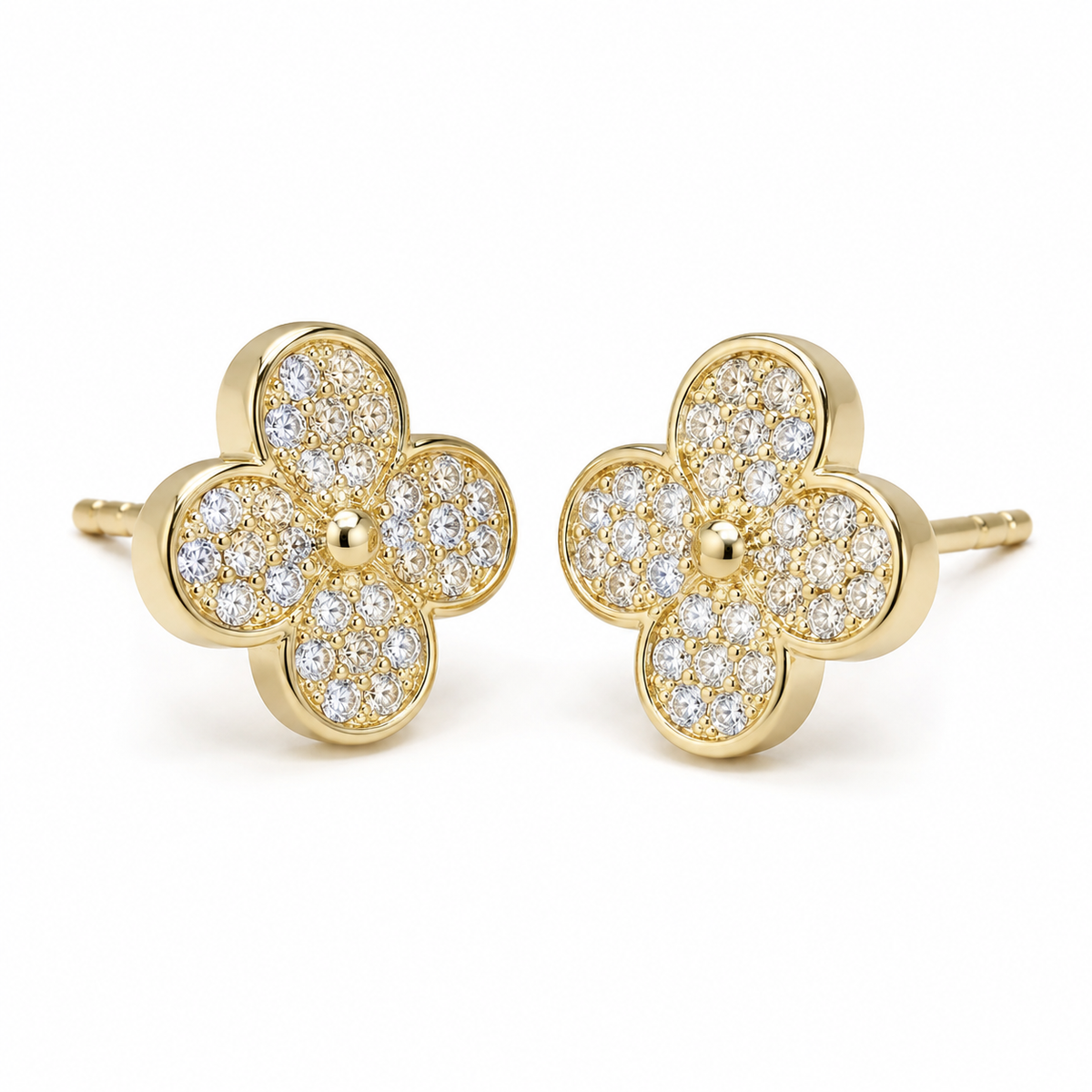 10K Yellow Gold Globe Earrings - 45 degree view
