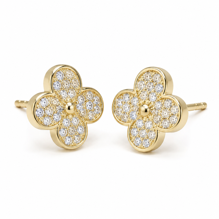 10K Yellow Gold Globe Earrings - front view