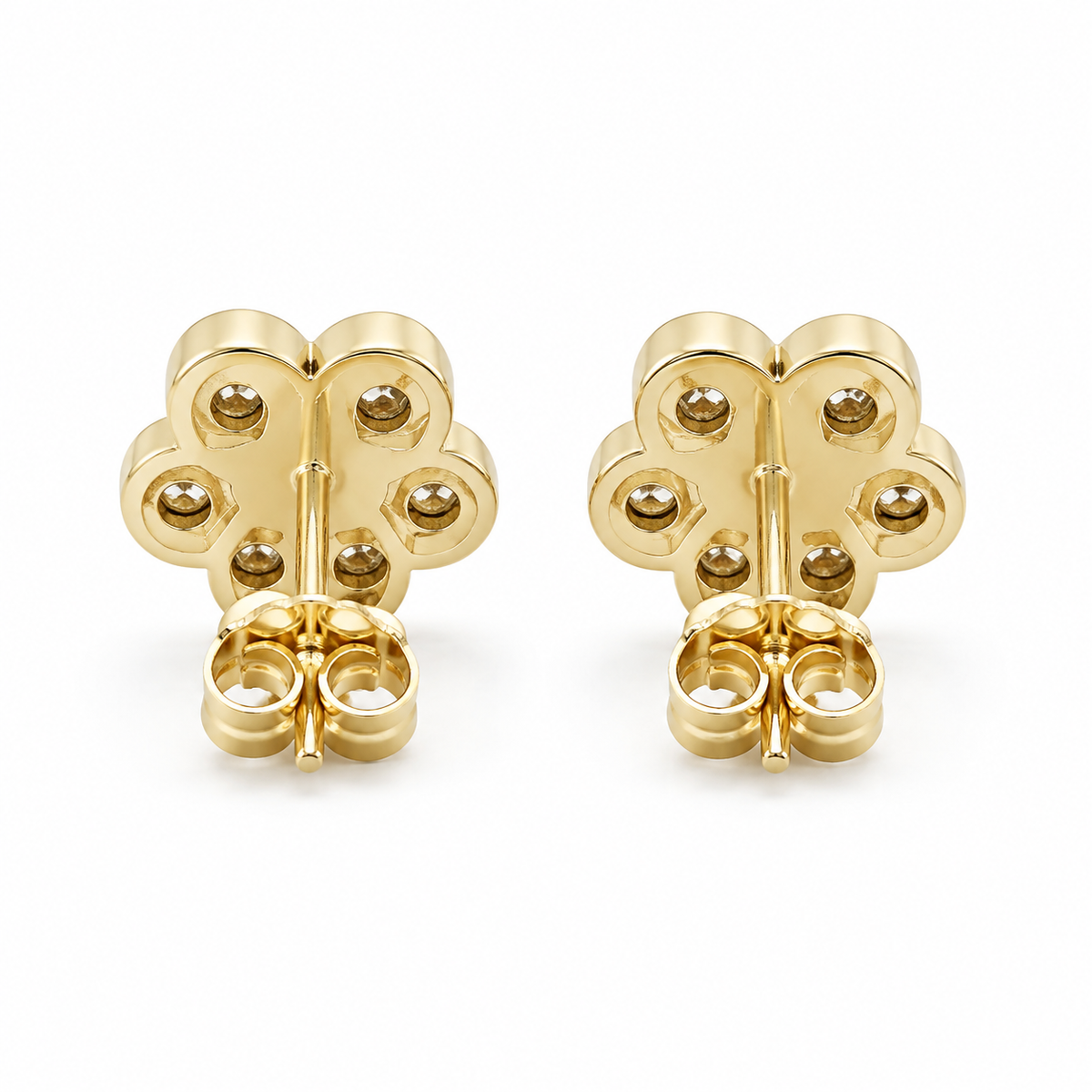 10K Yellow Gold Globe Earrings - back view