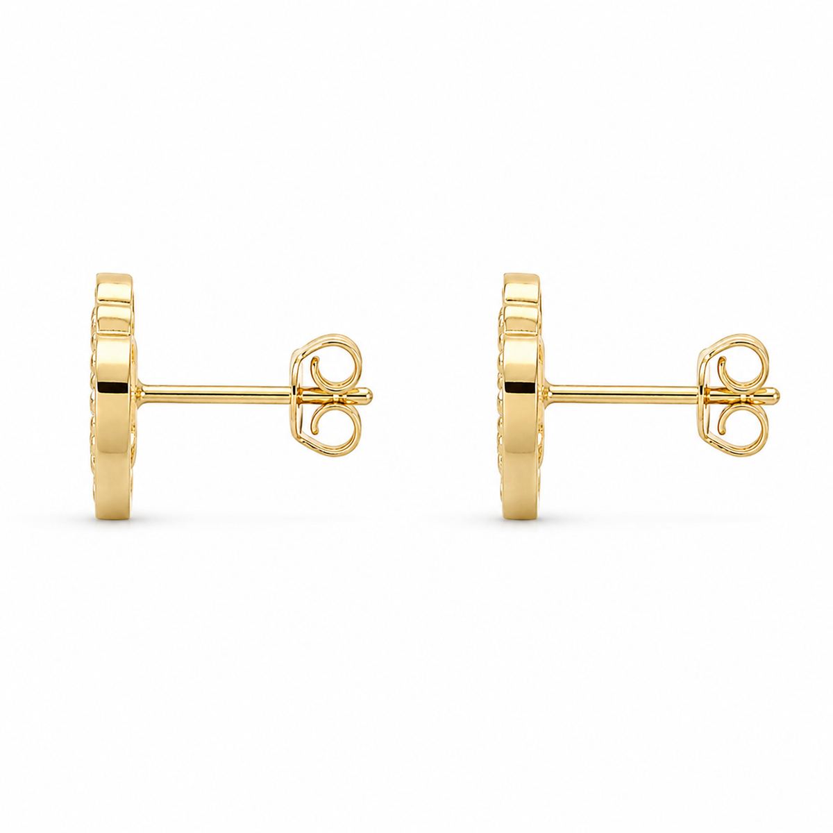 10K Yellow Gold Globe Earrings - side view