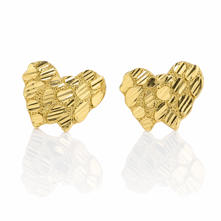 10K Gold Heart Nugget Earrings (18mm) — 10K real gold jewelry from STF Diamonds, Los Angeles