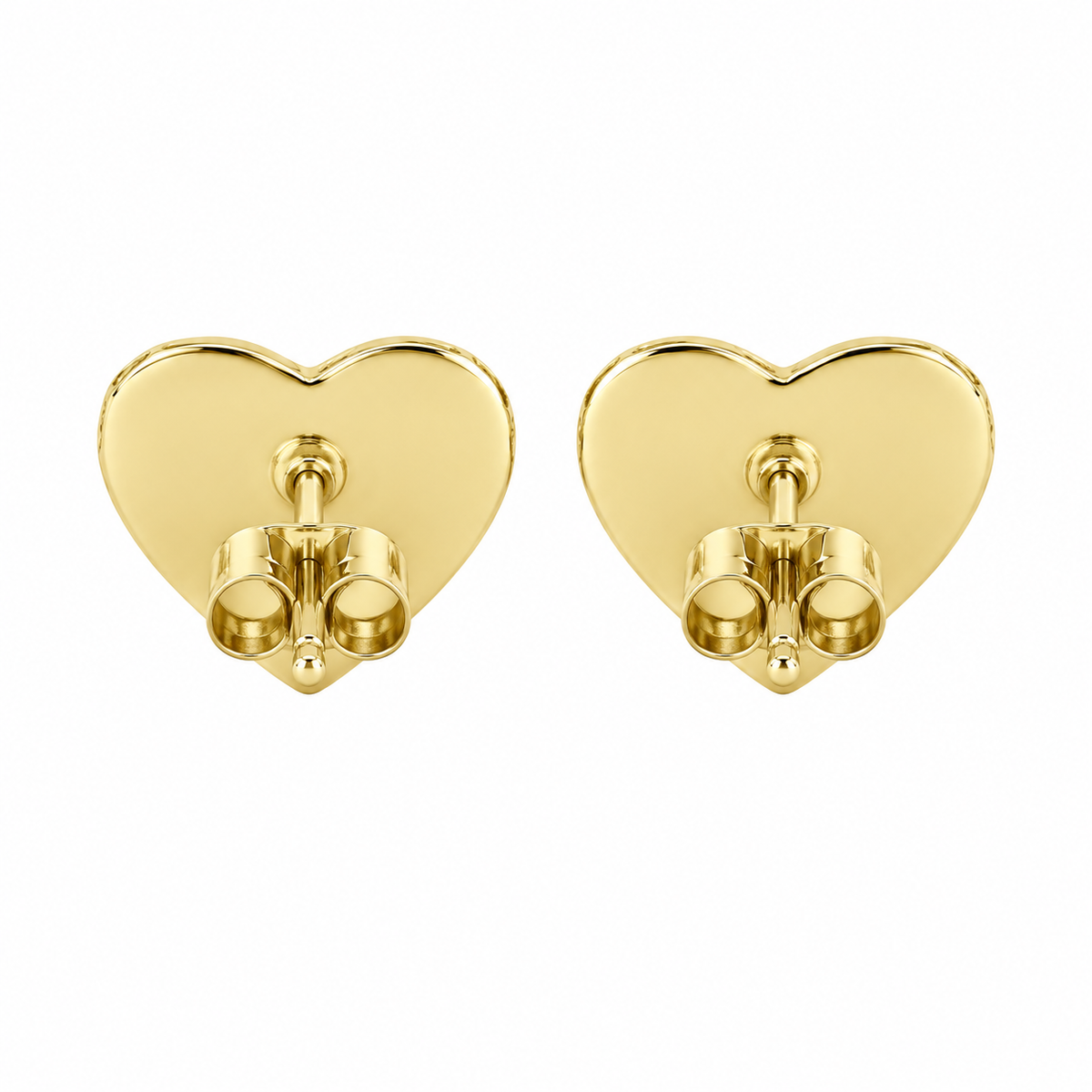 10K Yellow Gold Heart Nugget Earrings with CZ Border (Xs) - back view