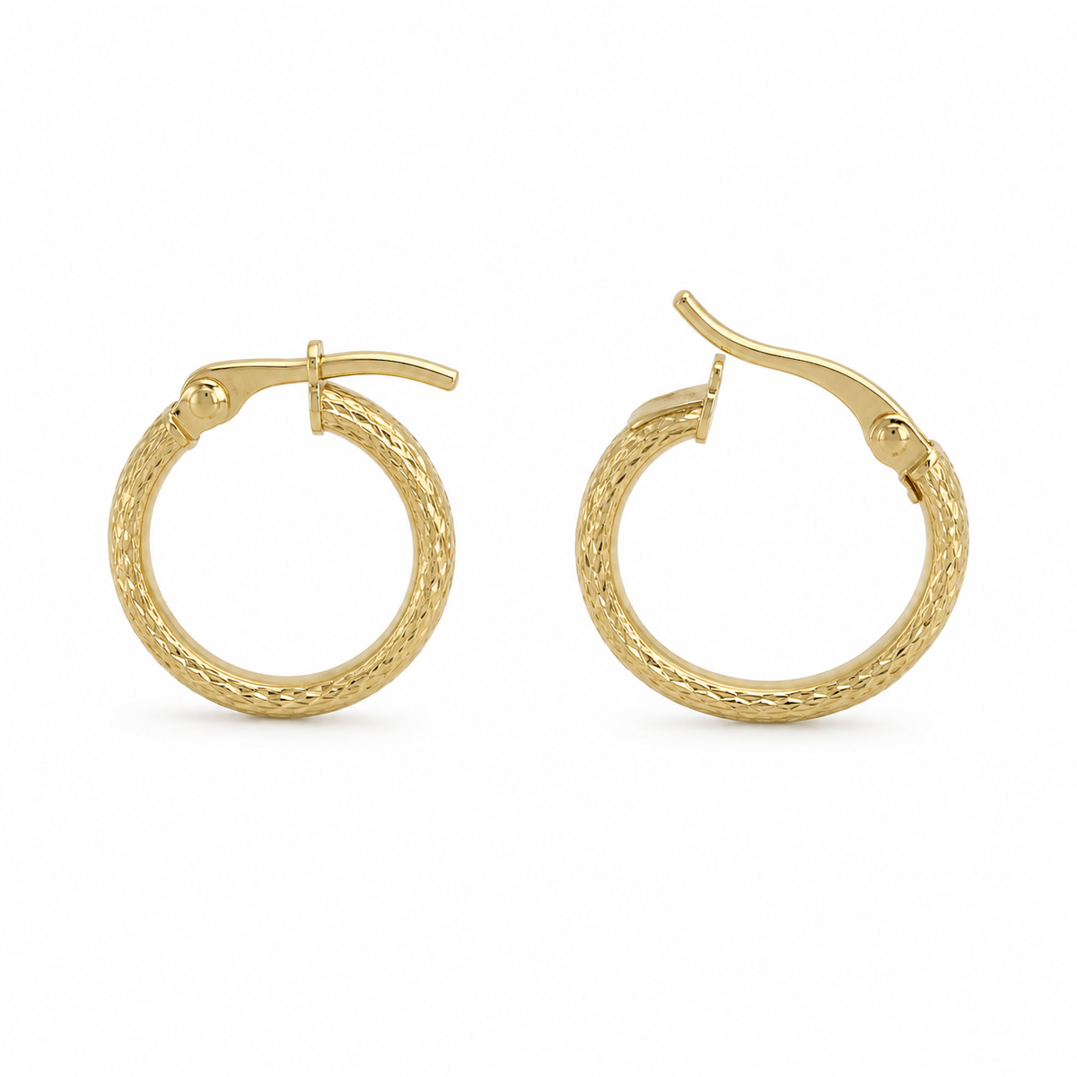 10K Yellow Gold Honey Hoops huggy 14mm - 45 degree view