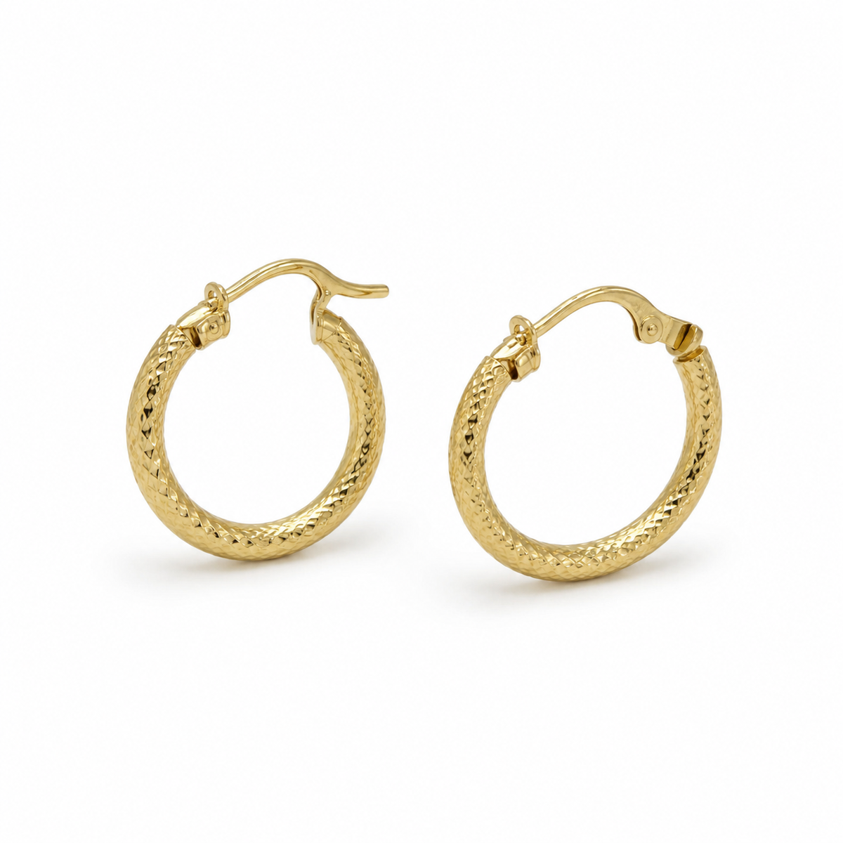 10K Yellow Gold Honey Hoops huggy 14mm - side view