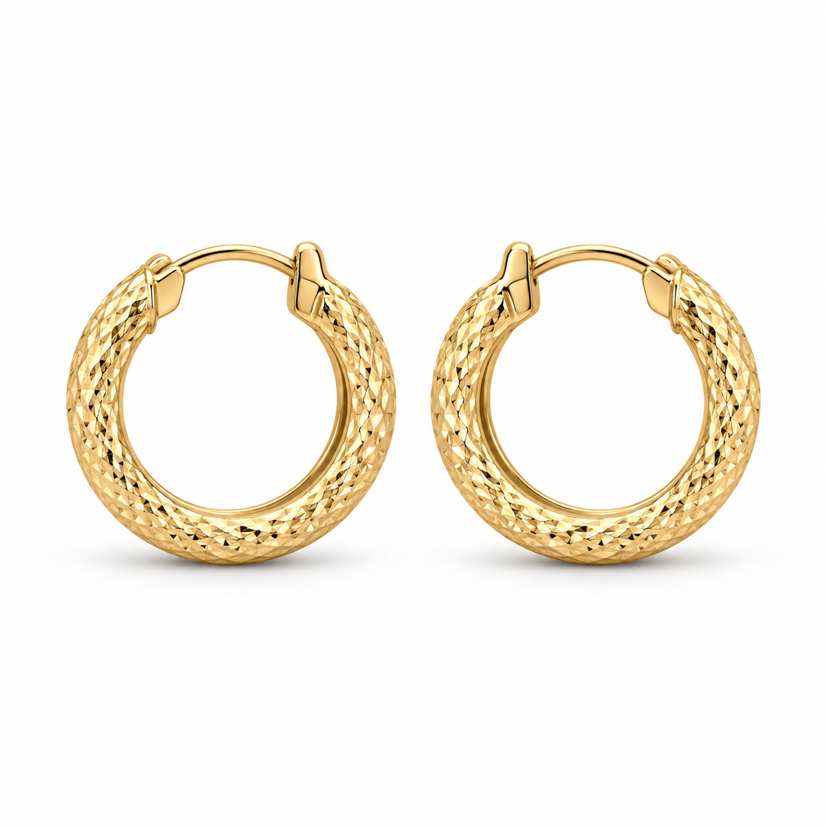 10K Yellow Gold Honey Hoops (huggy size ~14mm) - front view