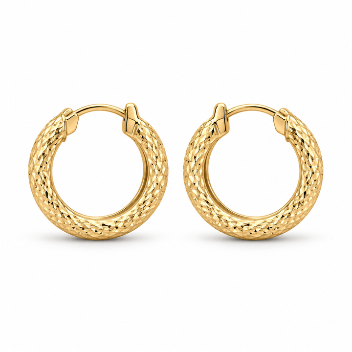 10K Yellow Gold Honey Hoops (huggy size ~14mm) - front view