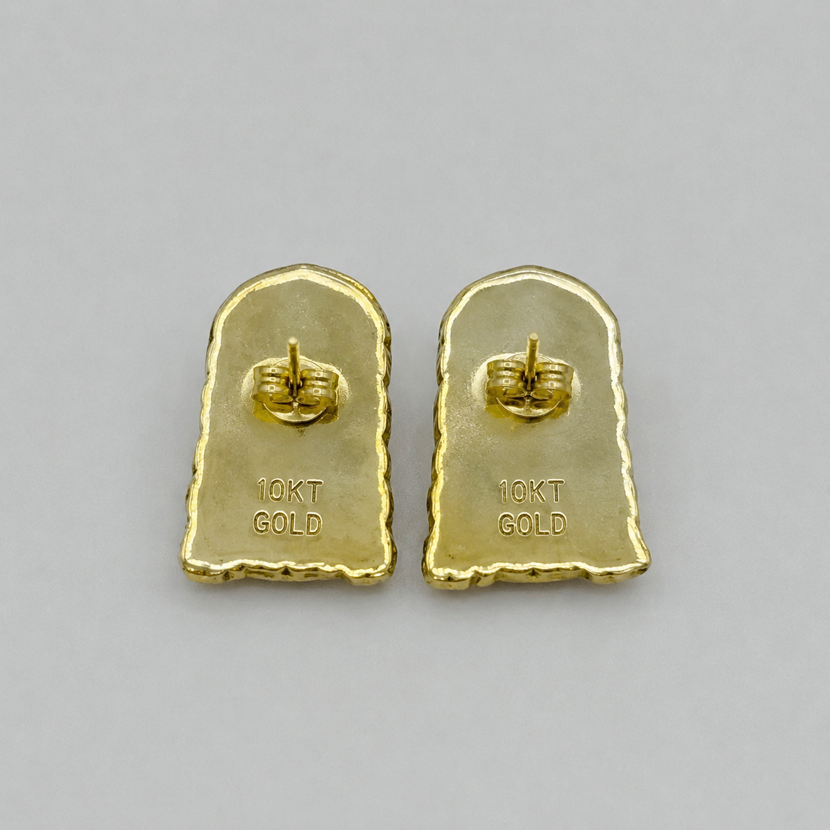 10K Yellow Gold Jesus Piece Earrings (L) - back view