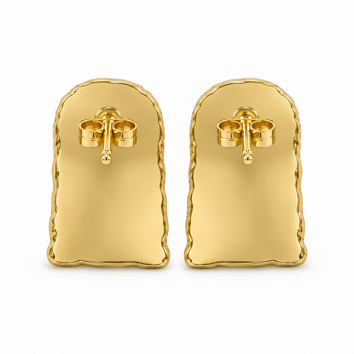 10K Yellow Gold Jesus Piece Earrings (L) - back view