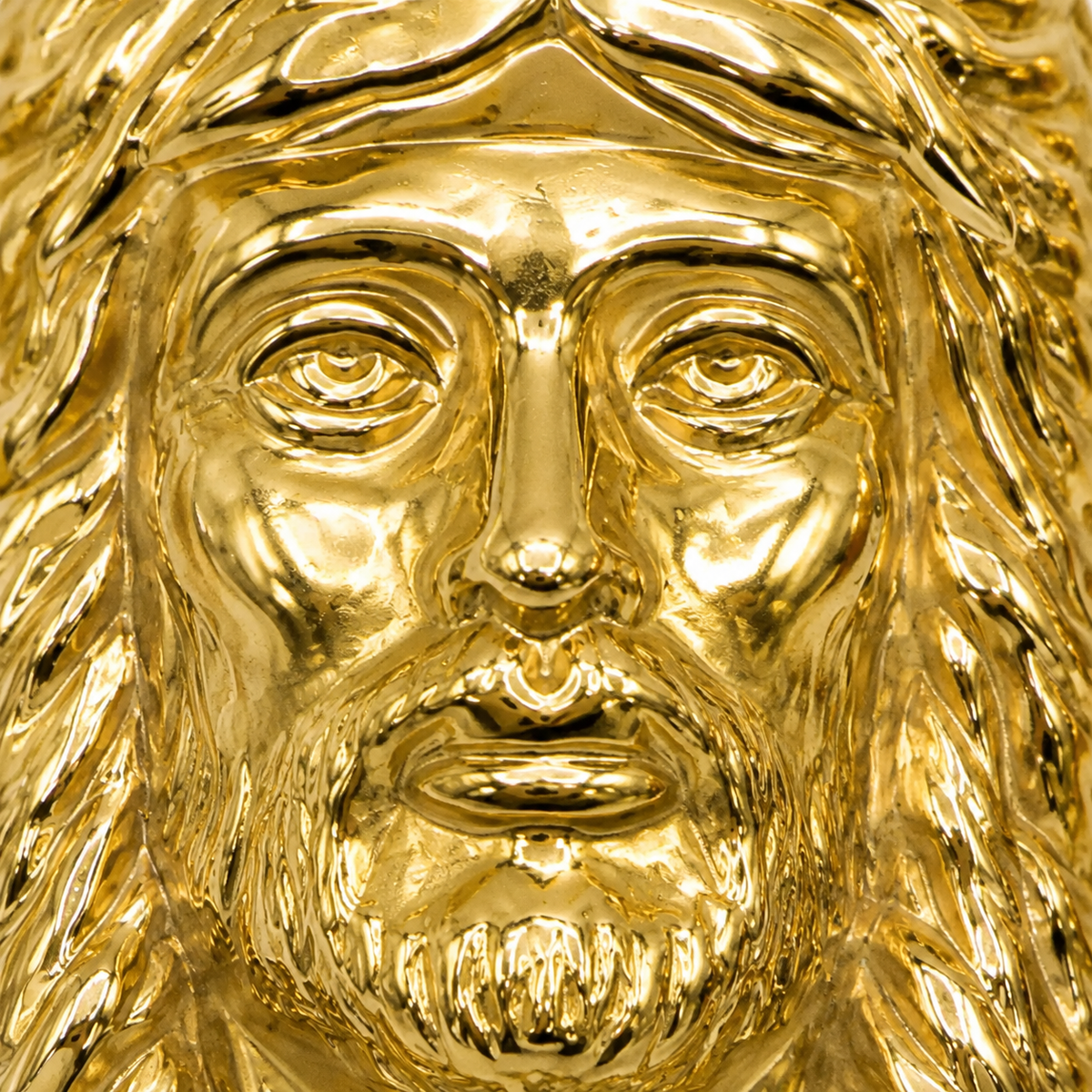 10K Yellow Gold Jesus Piece Earrings (L) - macro detail