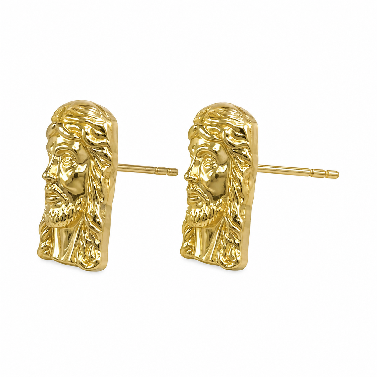 10K Yellow Gold Jesus Piece Earrings (L) - side view