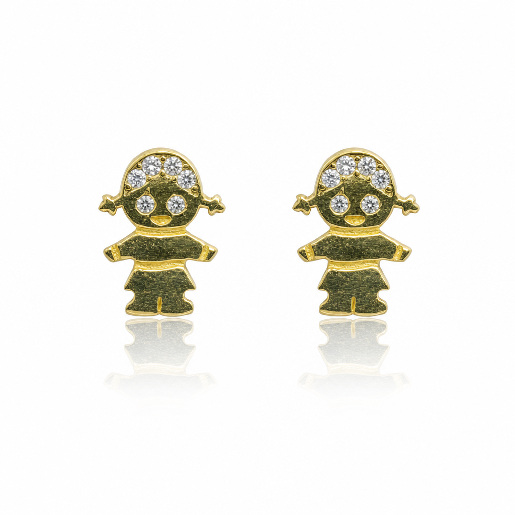 10K Yellow Gold Kiddie Earrings - front view