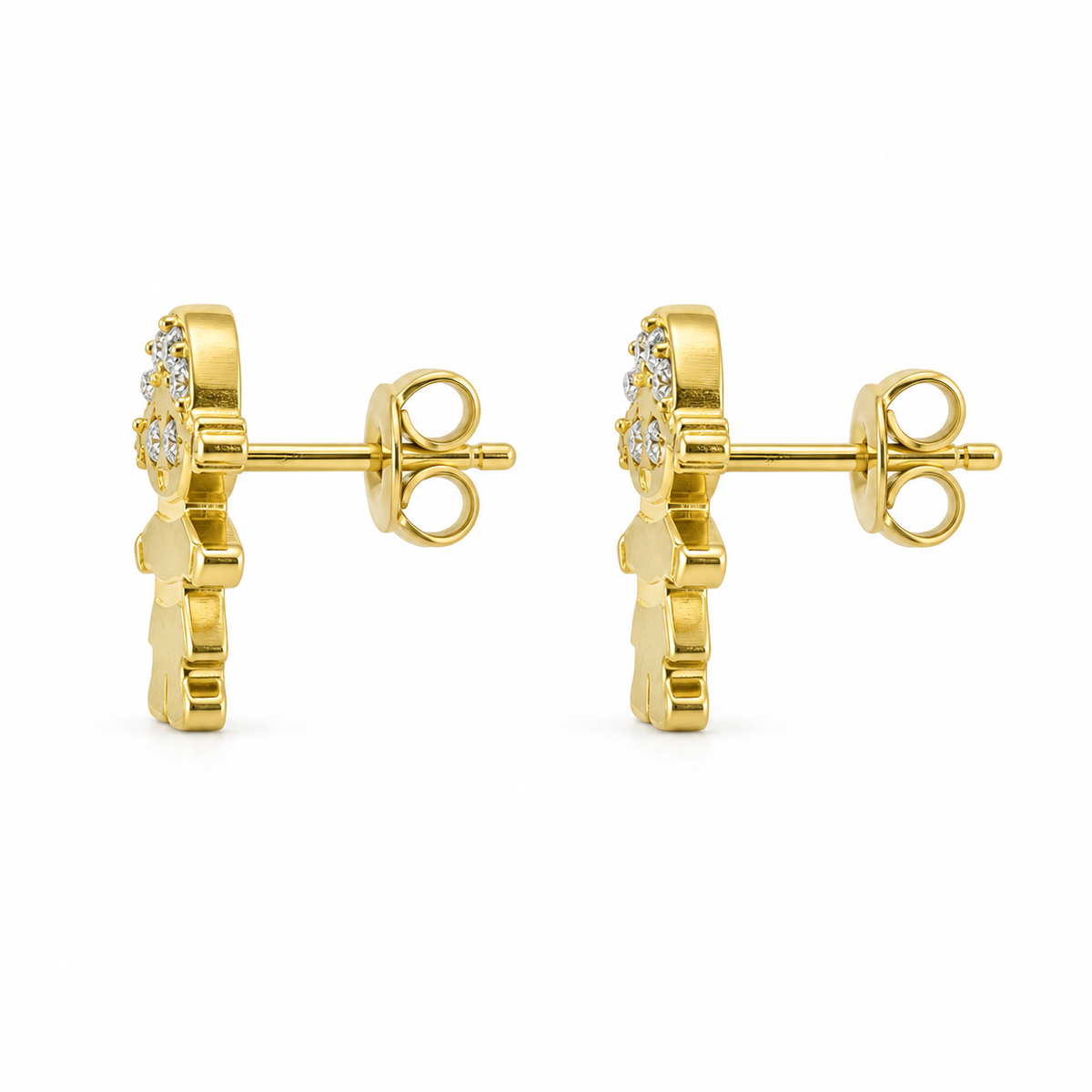 10K Yellow Gold Kiddie Earrings - side view
