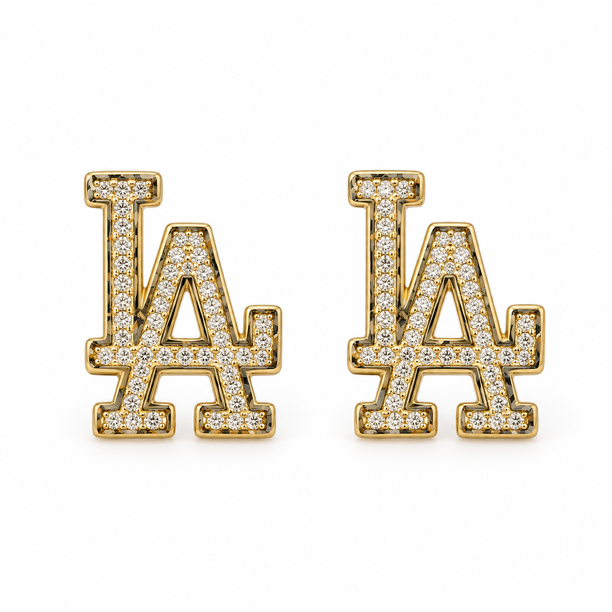 10K Yellow Gold LA Earrings - 45 degree view