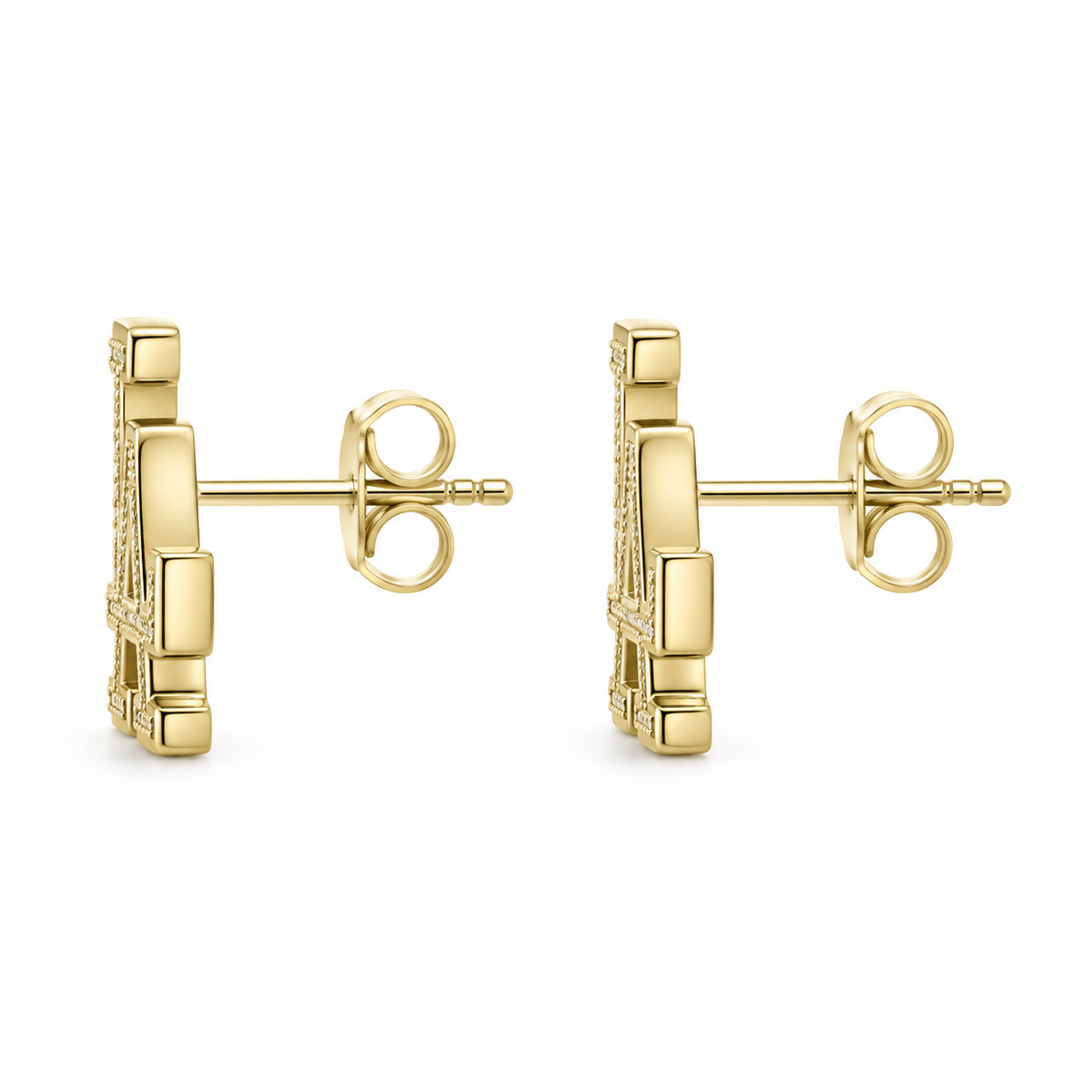 10K Yellow Gold LA Earrings - side view