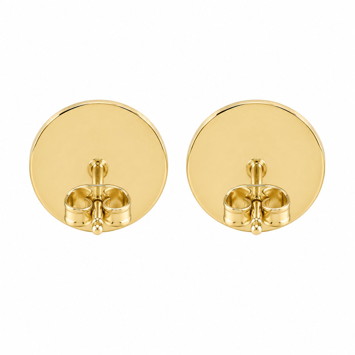 10K Yellow Gold Last Supper Disc Earrings (sm) - back view