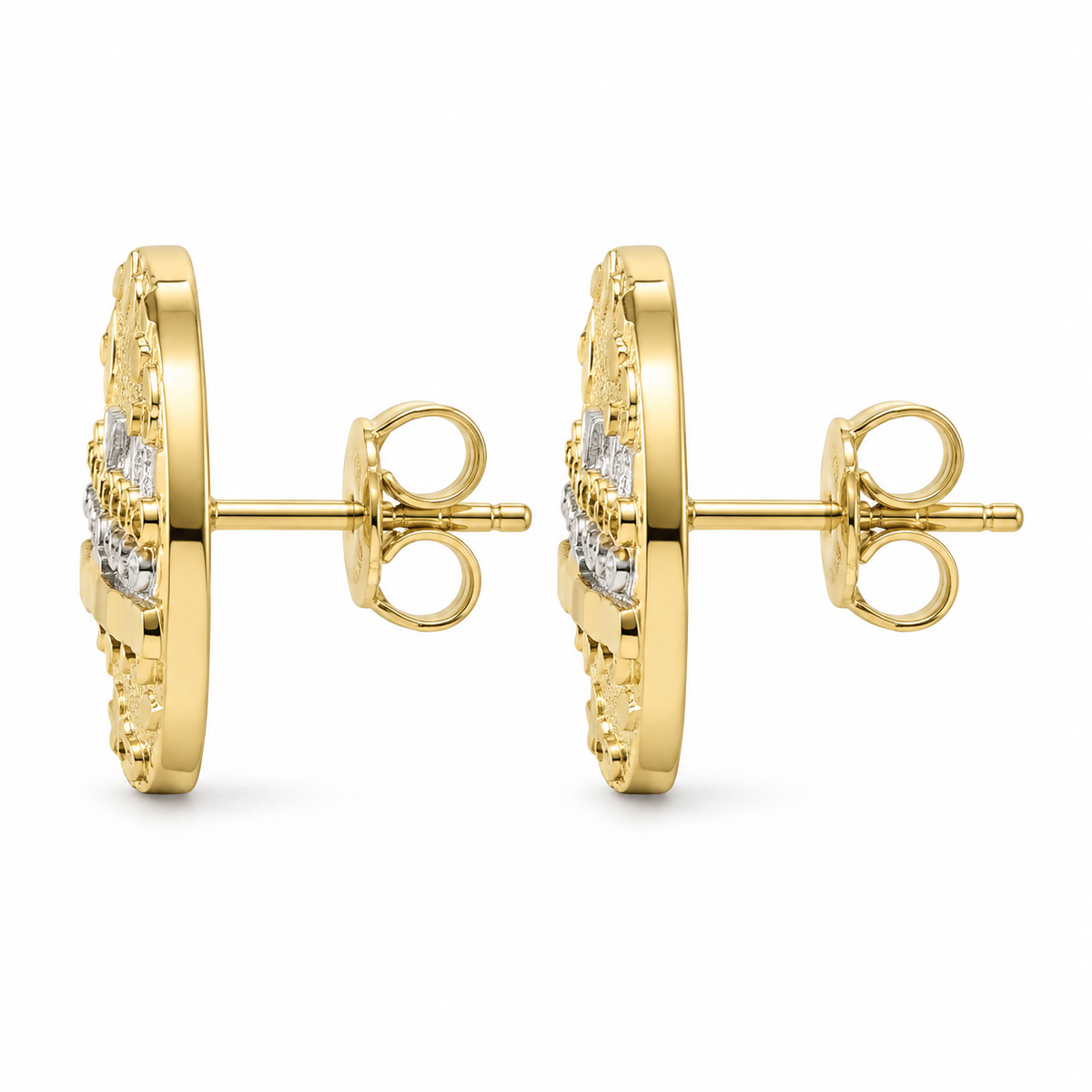 10K Yellow Gold Last Supper Earrings - side view