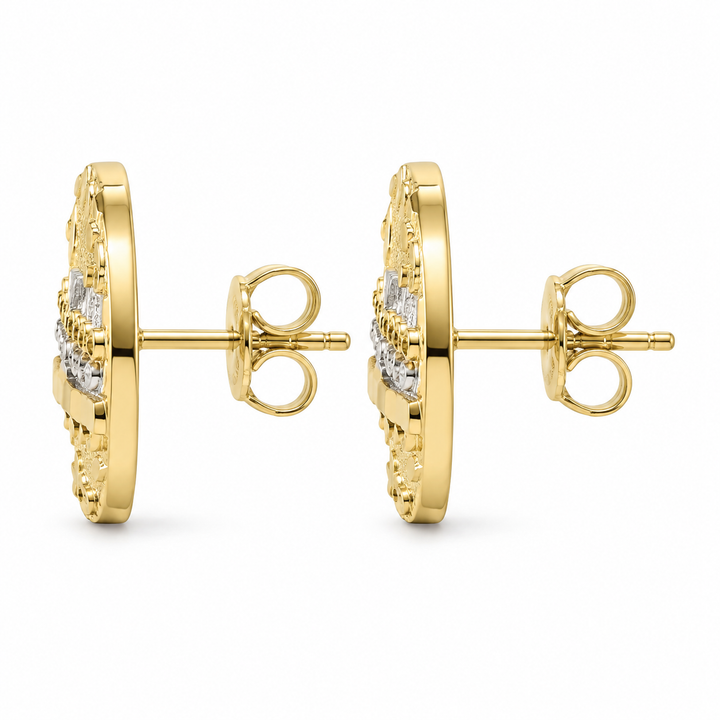 10K Yellow Gold Last Supper Earrings - 45 degree view