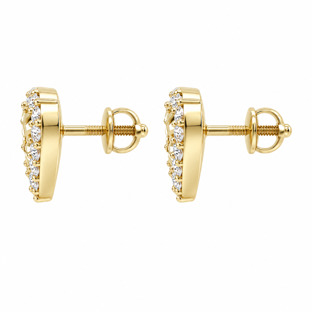 10K Yellow Gold Lock key Earrings (Screwback) - side view