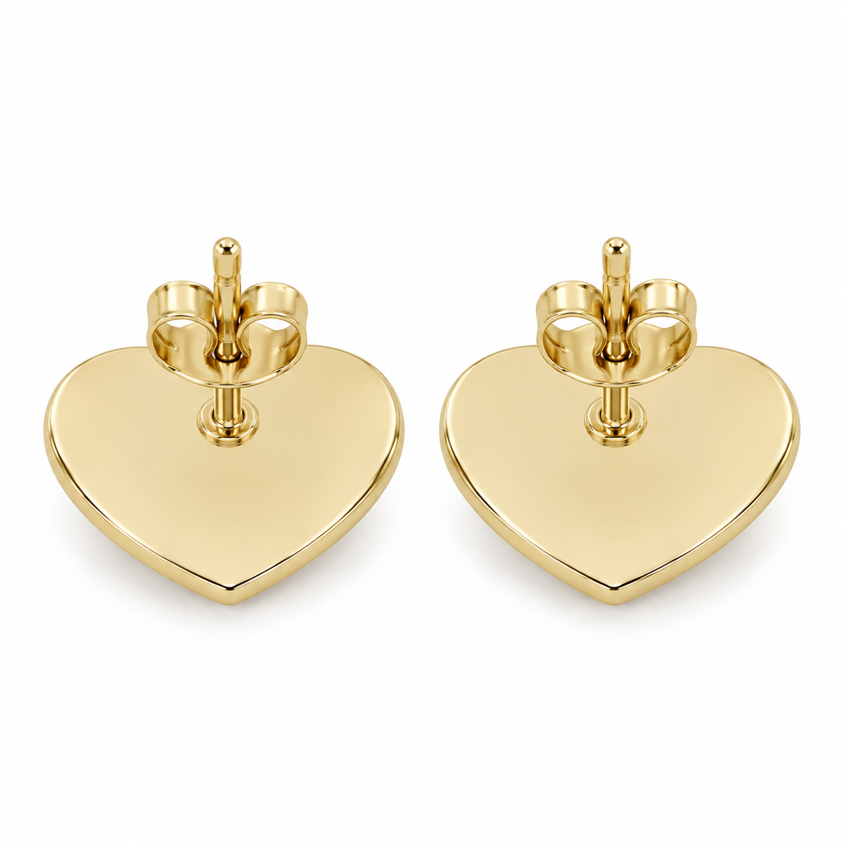 10K Yellow Gold Lumi Heart CZ Earrings White - back view