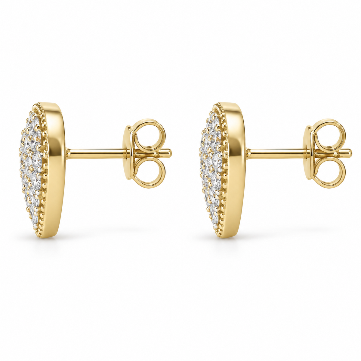 10K Yellow Gold Lumi Heart CZ Earrings White - side view