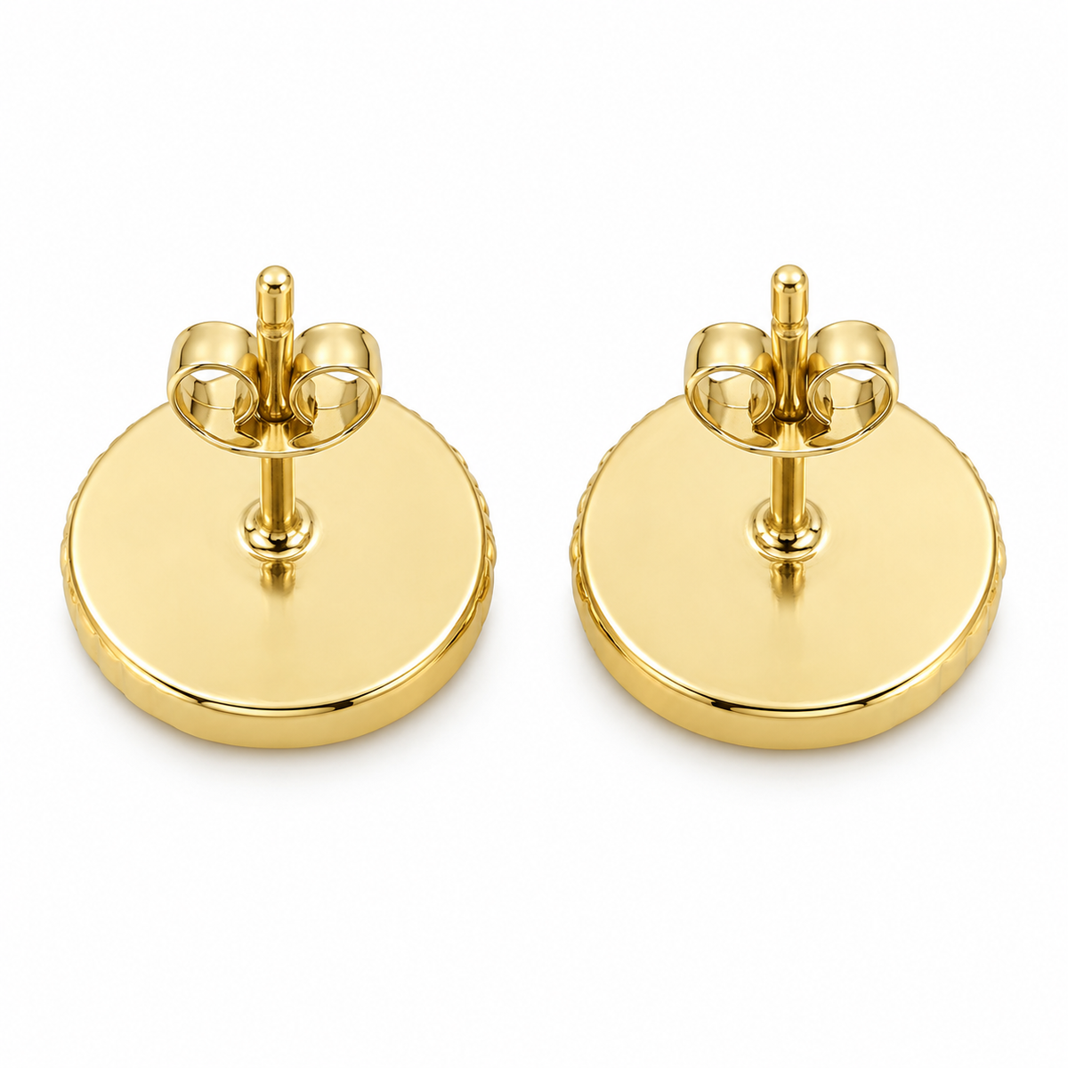 10K Yellow Gold Men’s CZ Dazzling Earrings - back view