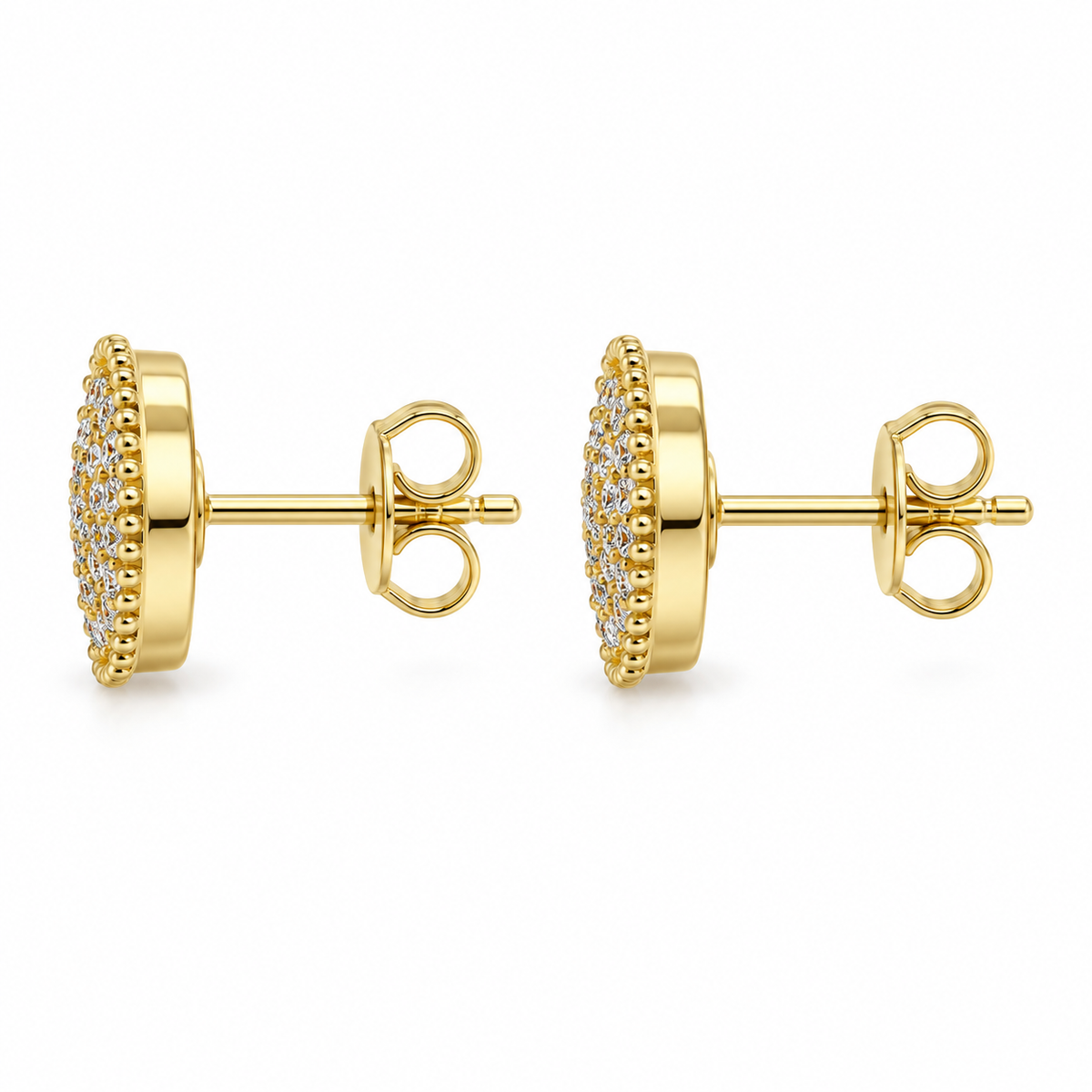 10K Yellow Gold Men’s CZ Dazzling Earrings - side view