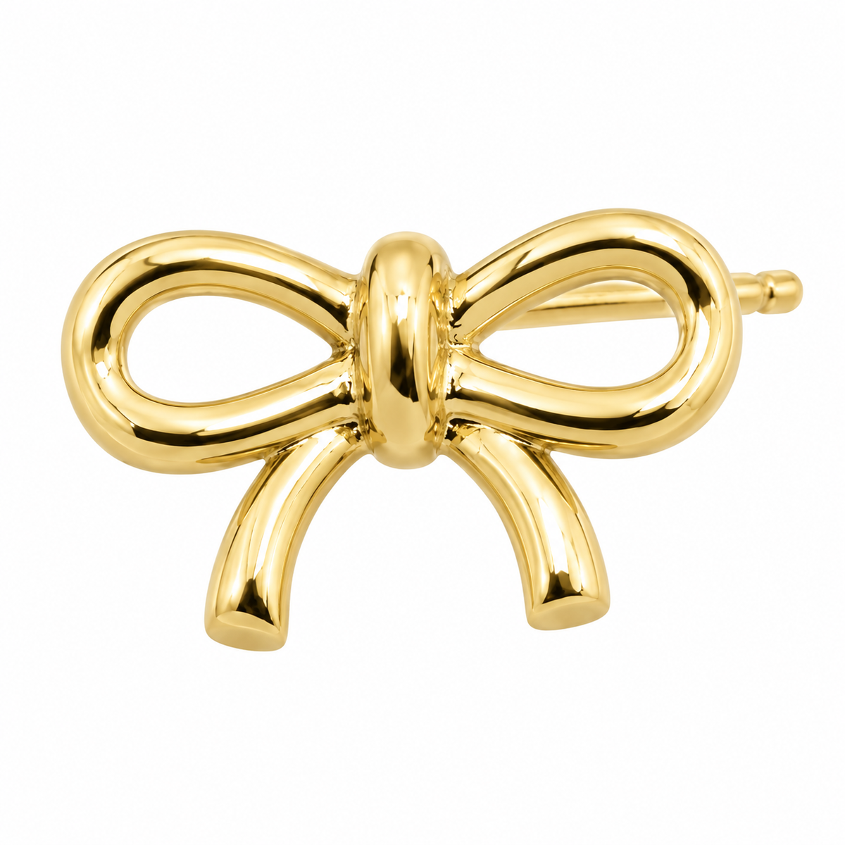 10K Yellow Gold Mini Bow Earrings - macro detail