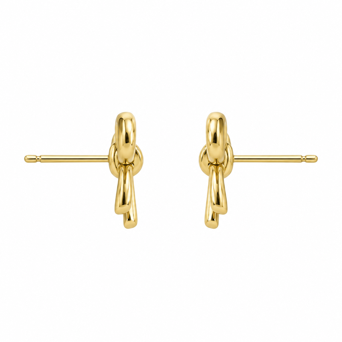 10K Yellow Gold Mini Bow Earrings - side view