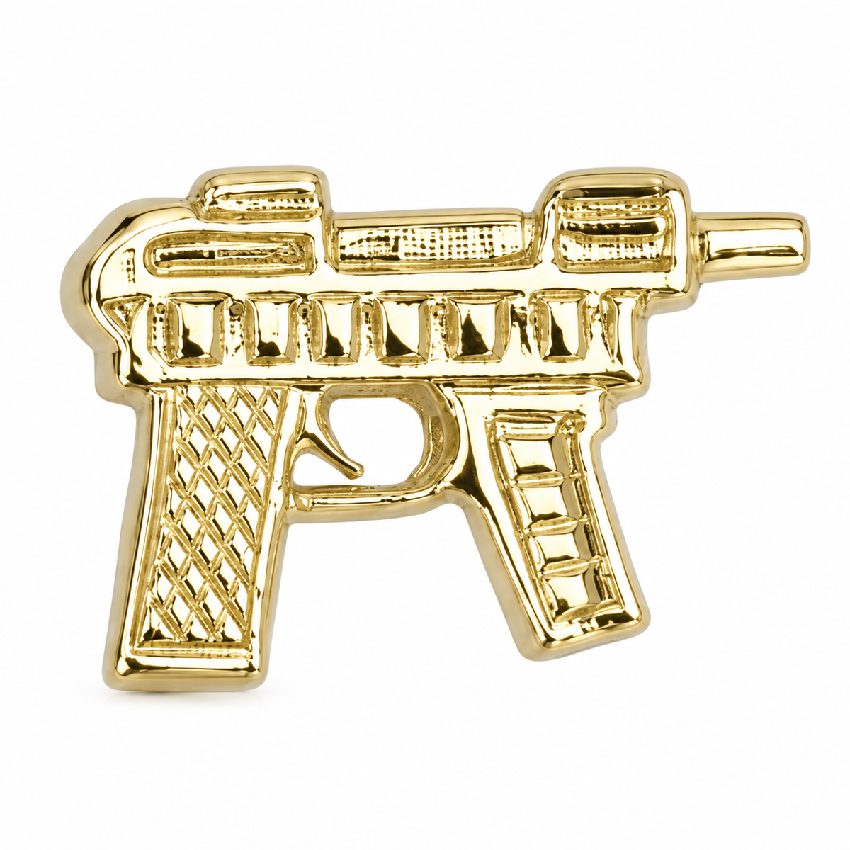 10K Yellow Gold Mini Gun Earrings - macro detail