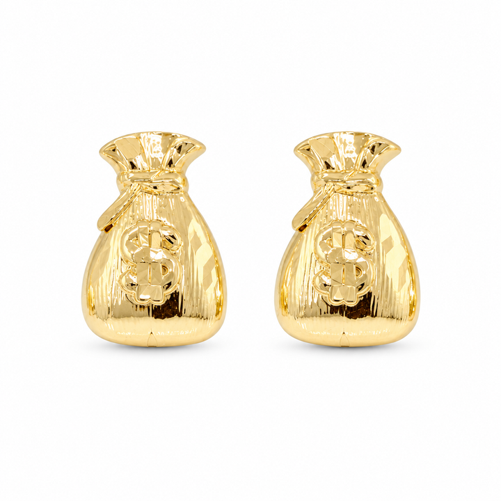 10K Gold Mini Money Bag Earrings — 10K real gold jewelry from STF Diamonds, Los Angeles