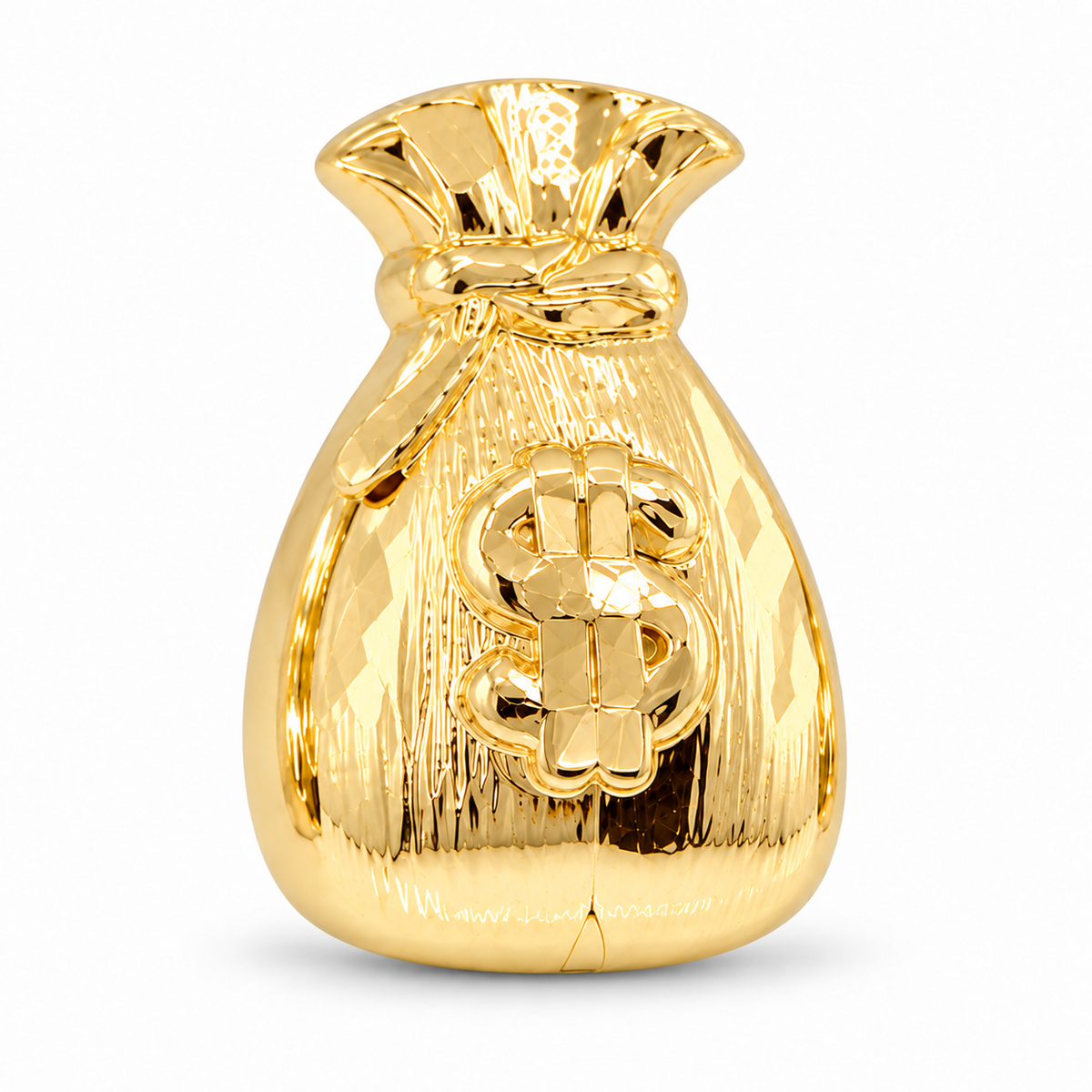 10K Yellow Gold Mini Money Bag Earrings - macro detail