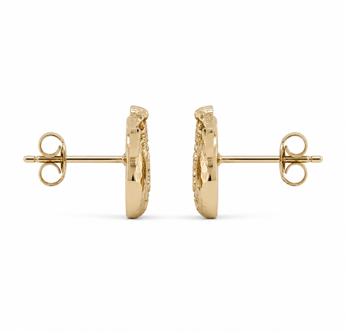 10K Yellow Gold Mini Moneybag 2 Earrings - 45 degree view