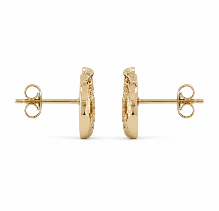 10K Yellow Gold Mini Moneybag 2 Earrings - front view