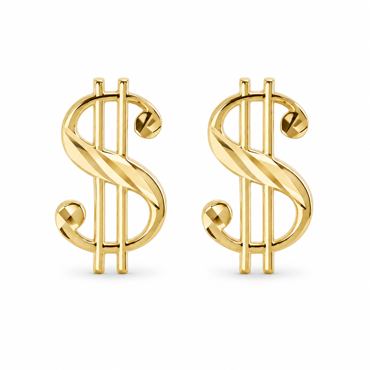 10K Yellow Gold Money Sign Earrings (Regular) - front view